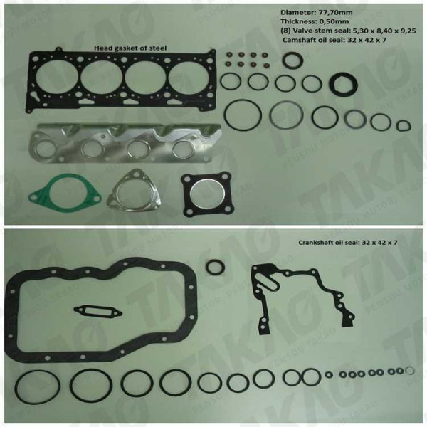 Junta Completa s/ Retentor Traseiro (JG) - Audi/Volkswagen 1.4/1.6L 8V A3,Golf Gol,Golf,Fox,Polo Saveiro,Voyage