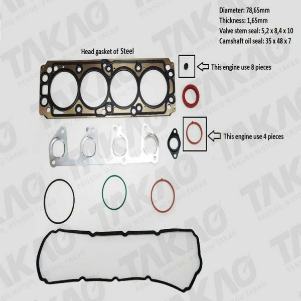 Junta Superior c/ Retentor (JG) - GM 1.4L 8V SPE Corsa, Montana, Onix Prisma