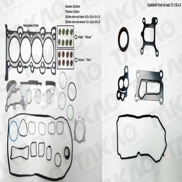 Junta Completa s/ Retentor Traseiro (JG) - Ford 2.0L 16V Duratec Ecosport Flex